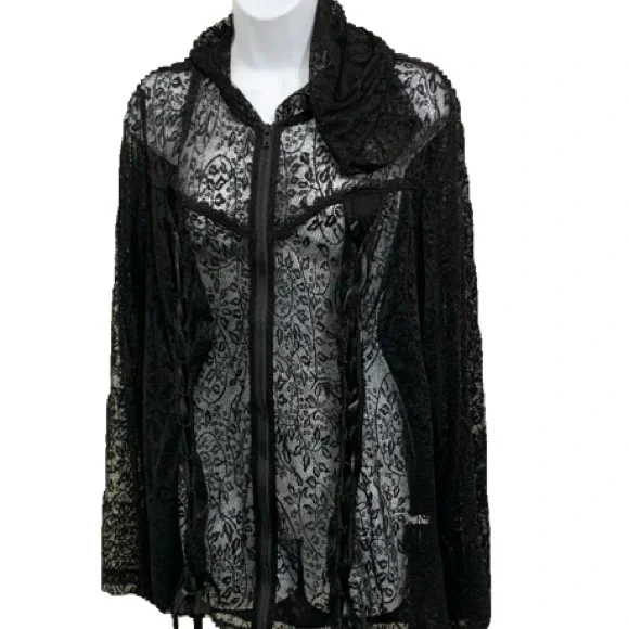 Torrid x Tripp NYC Lace Stretchy Hoodie Jacket - 1X - 14/16 - NEW - Picture 2 of 11